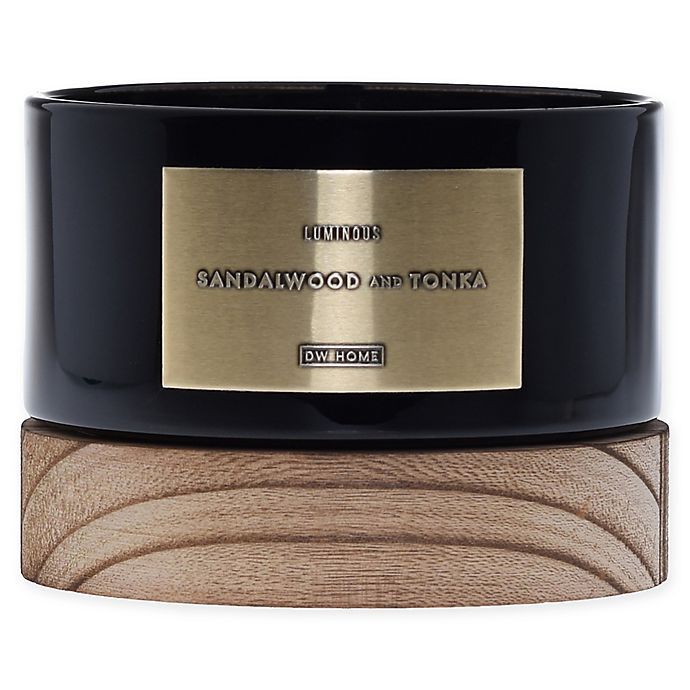 DW Home Sandalwood and Tonka Wood-Accent 17 oz. 3-Wick Jar Candle in Black | Bed Bath & Beyond