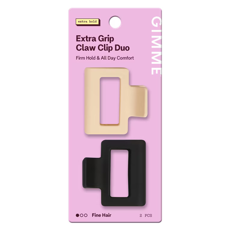 Gimme Beauty Claw Clip Fine Square Extra Grip, Black/Tan, 2ct | Walmart (US)