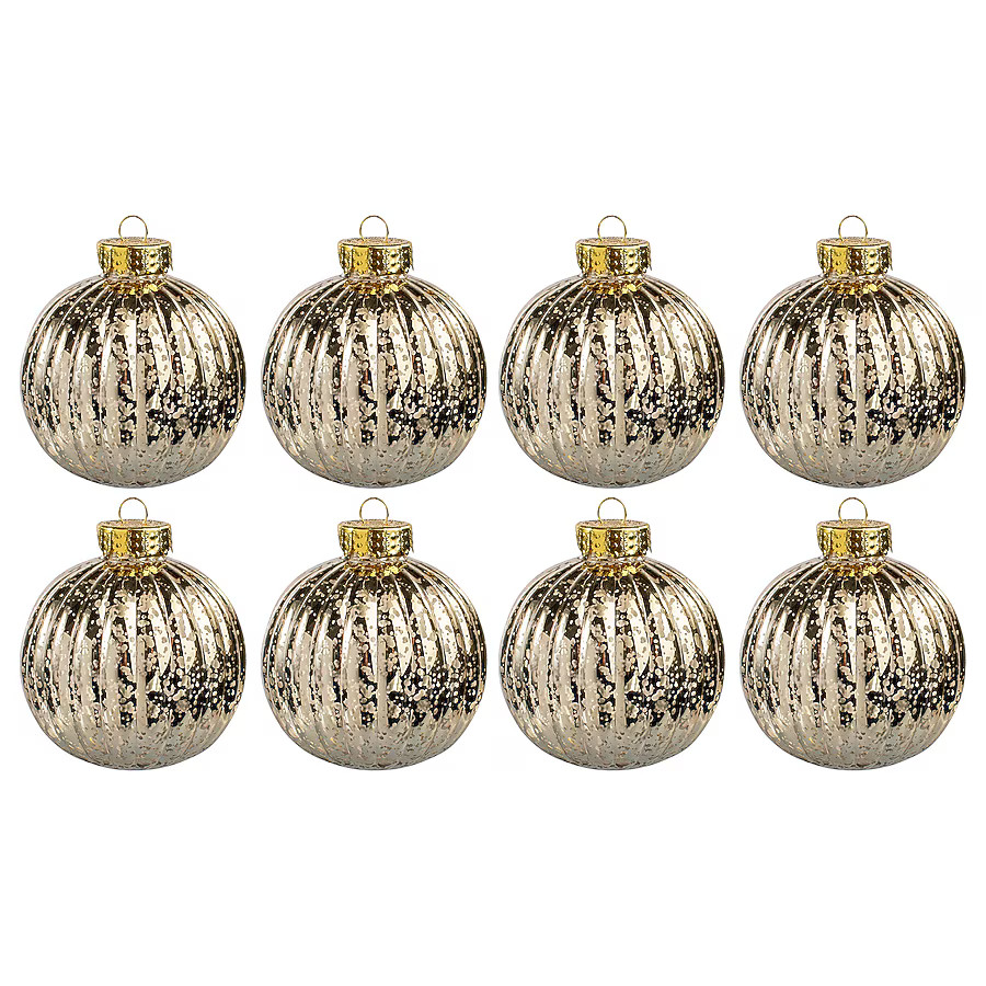 Holiday Living 8 -Pack Gold Ball Standard Indoor Ornament set | Lowe's