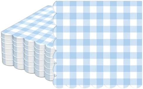 50Pcs Blue and White Scalloped Napkins 6.5in Blue Plaid Paper Decoration Party Supplies Light Blu... | Amazon (US)