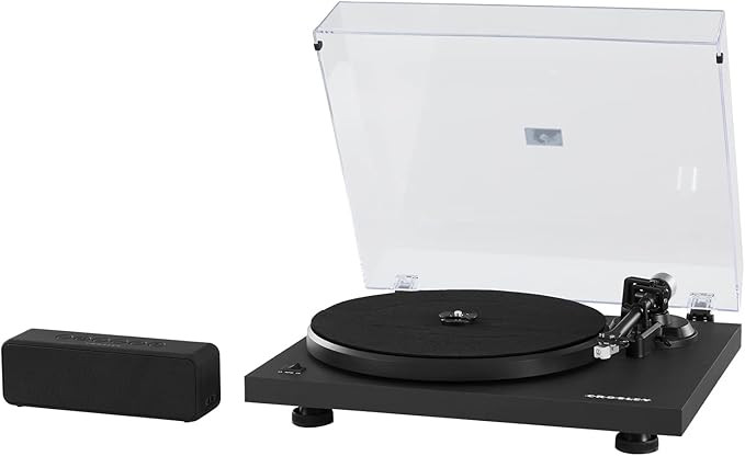 Crosley C-Series Bundle Belt-Drive Bluetooth Turntable Record Player with S-300 Speaker, Black | Amazon (US)