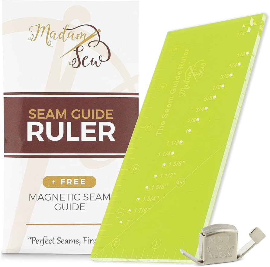 Madam Sew Seam Allowance Ruler and Magnetic Seam Guide for Sewing Machine | Perforated Seam Gauge... | Amazon (US)