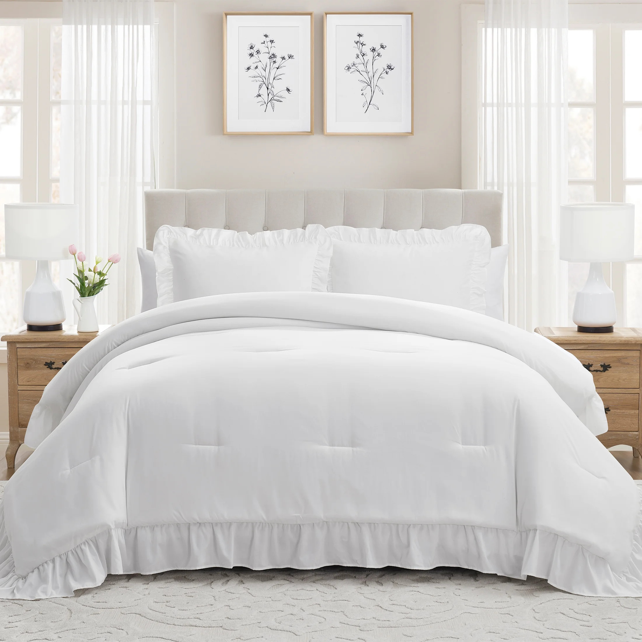My Texas House King Comforter Set, All-Season, 3-Piece, White Ruffle | Walmart (US)