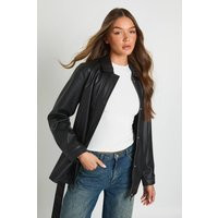 Womens Faux Leather Belted Jacket - Black - 12 | boohoo (US & Canada)
