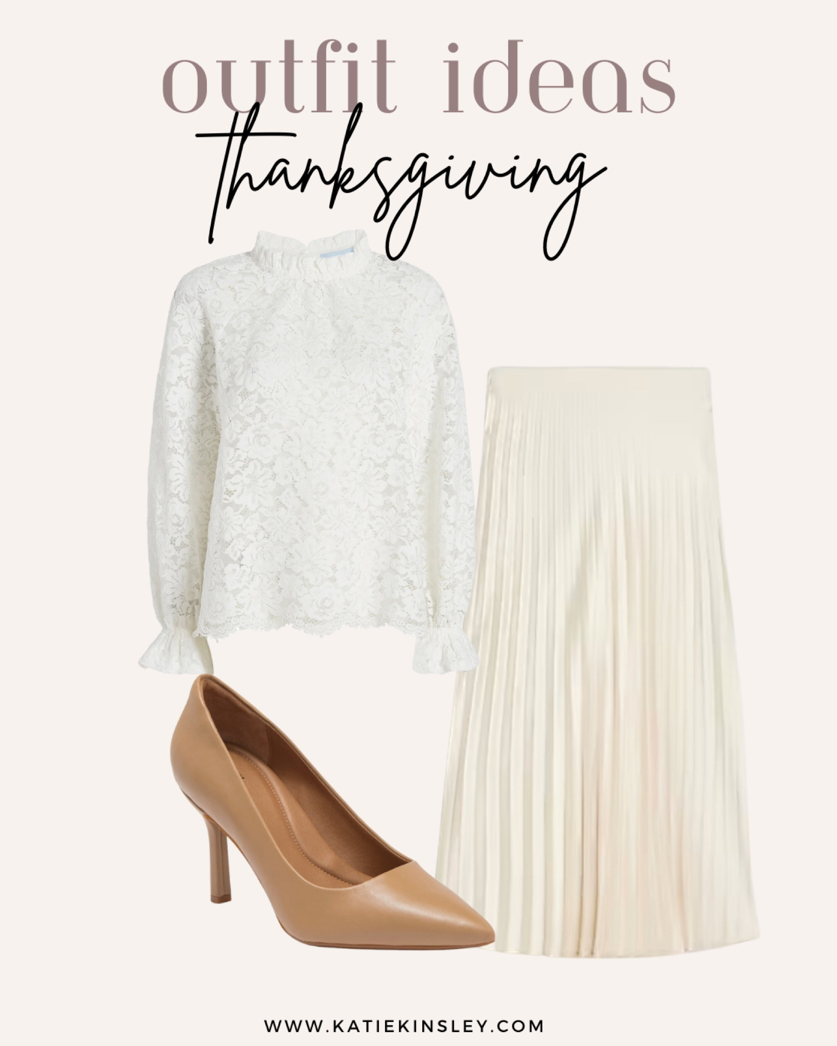 Thanksgiving outfit idea: accordion skirt, lace top and nude heels 

#LTKStyleTip #LTKHoliday #LTKSeasonal