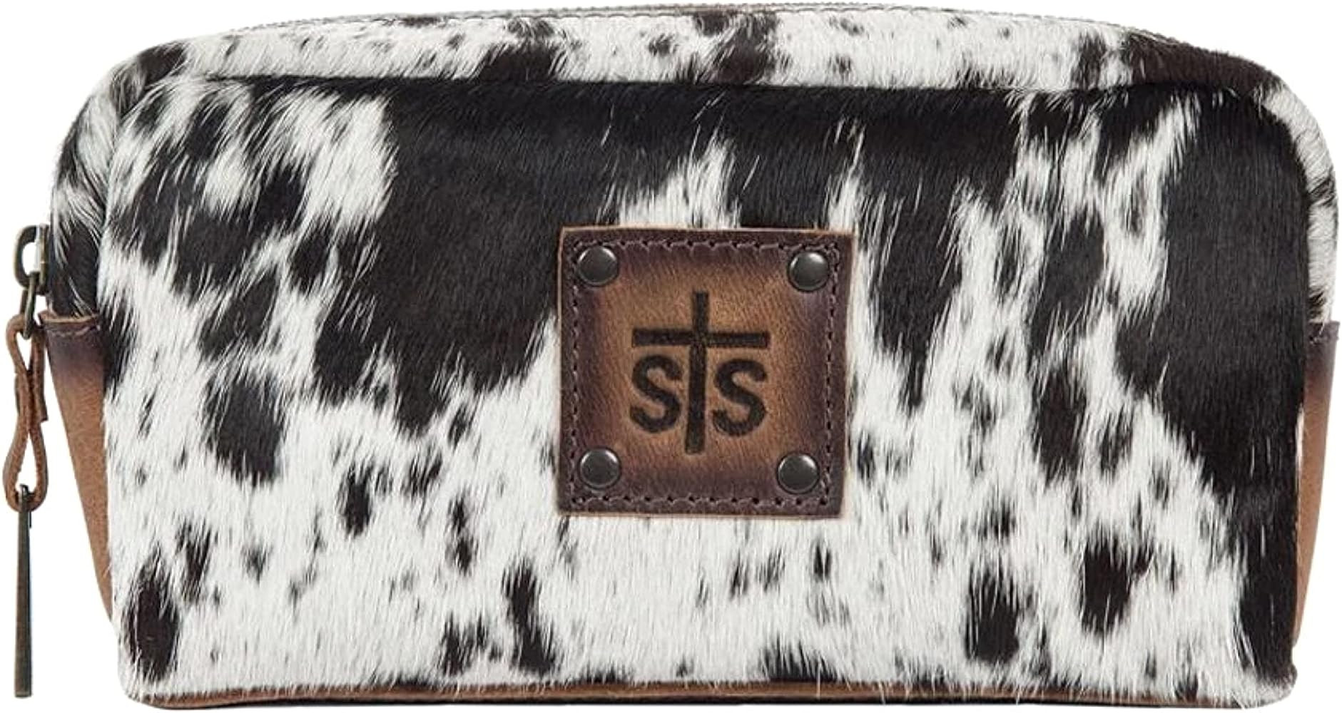 STS Ranchwear Women's Western Leather Cowhide Bebe Cosmetic Bag, White, One Size | Amazon (US)