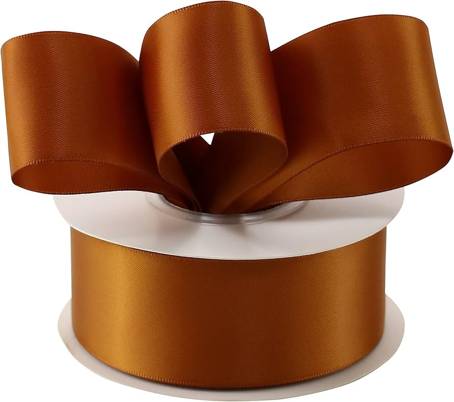 Mayreel Copper Satin Ribbon 1-1/2 Inch Christmas Ribbon for Crafts Copper Ribbon for Gift Wrappin... | Amazon (US)