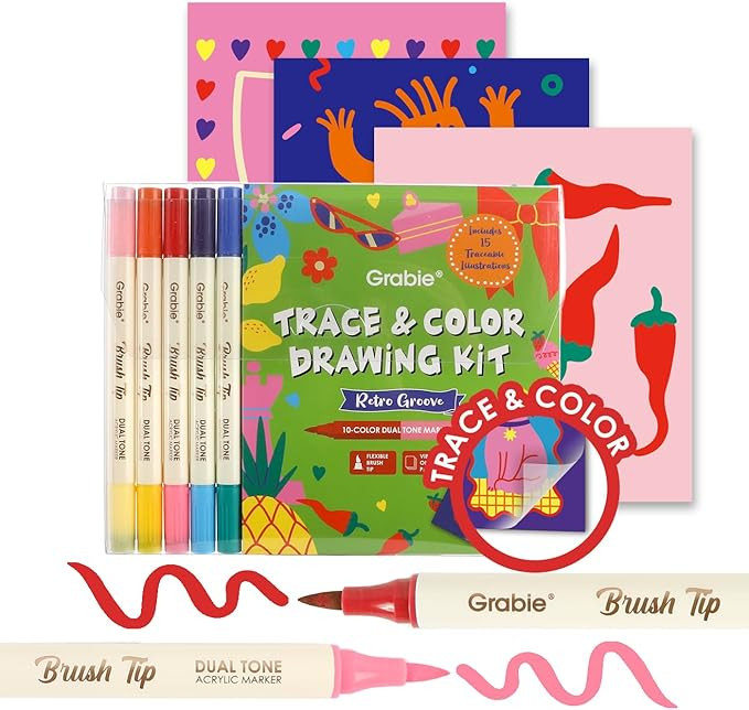 Grabie Trace and Color Drawing Kit, Beginner Friendly All-in-One Tracing Art Set with Acrylic Dua... | Amazon (US)
