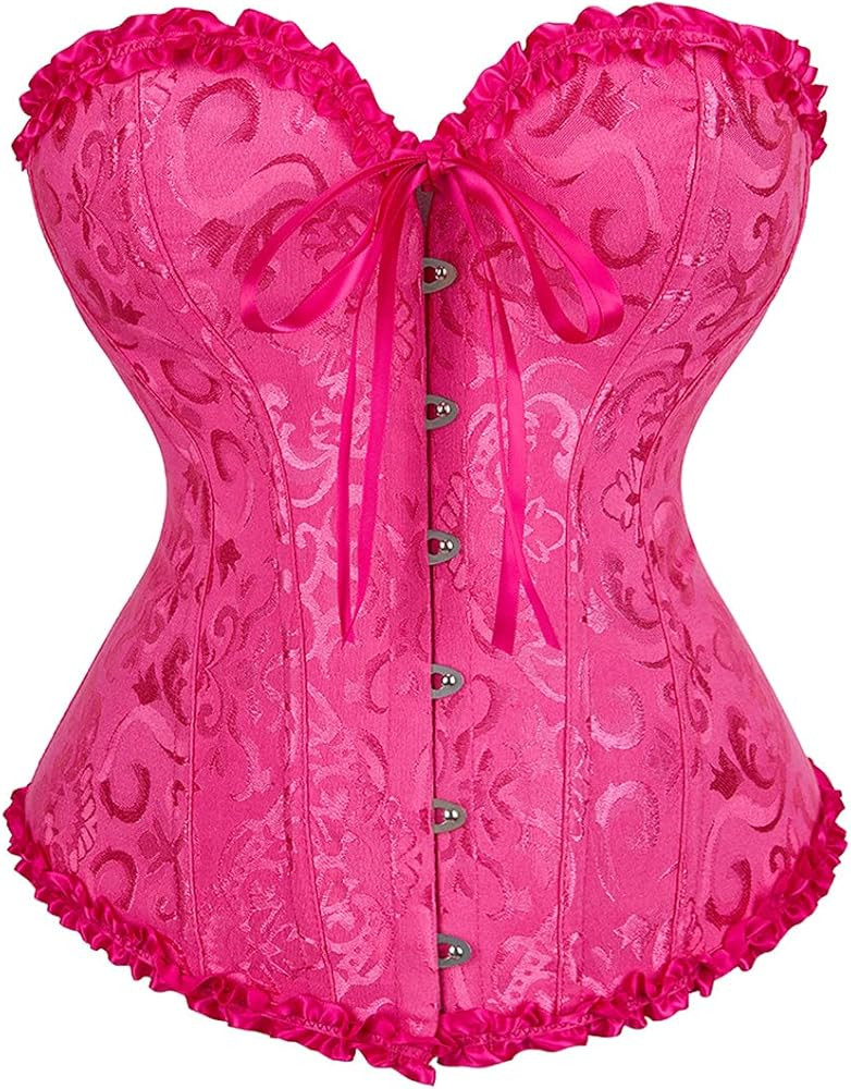 frawirshau Women's Lace Up Boned Overbust Corset Bustier Lingerie Bodyshaper Top | Amazon (US)
