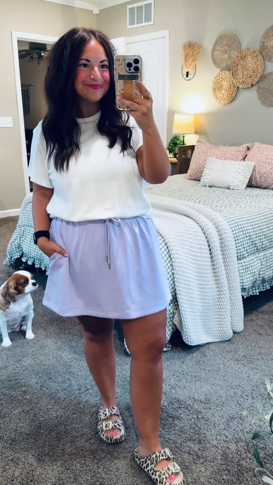 Reaching for this Walmart skort on repeat!

sandals: fit oversized // wearing a 5
skort: fits true to size // wearing a large (SO SOFT!)
tee: fits true to size // wearing a large