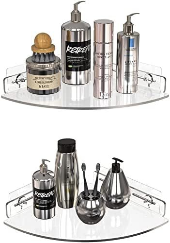 GeekDigg 2 Pack Corner Shower Caddy, Transparent Acrylic Shower Shelves, Wall Mounted No Drilling... | Amazon (US)
