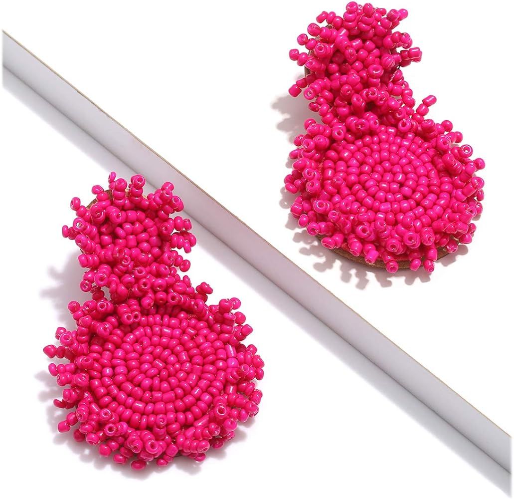 GLBCC Boho Beaded Drop Earrings for Women Cute Statement Bead Dangle Earrings Handmade Lightweight F | Amazon (US)