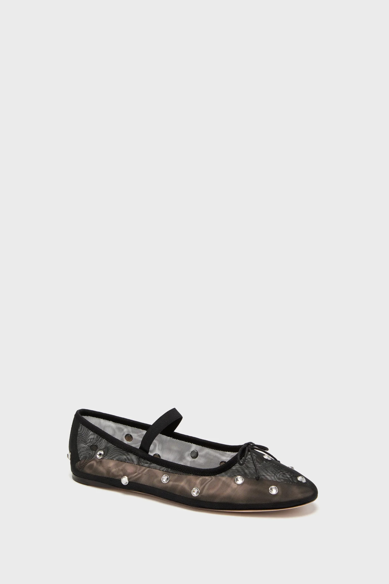 Black Mesh with Clear Rhinestones Leonie Flats | Tuckernuck (US)