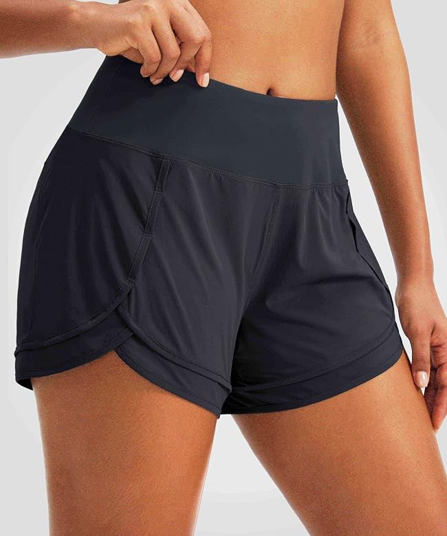 Women's Running Shorts High Waisted Quick-Dry 3 Inch Gym Workout Athletic Shorts for Women with Z... | Amazon (US)