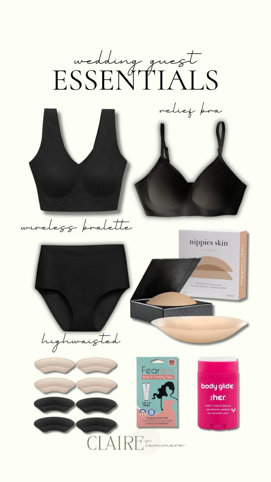 Rounded up some essential wedding guest items!💍🤍✨ The BEST seamless underwear🙌🏼😩so comfortable and comes in a ton of different color ways to match your skin tone & clothes! TTS!! Code: CLAIREFS20 to save on EBY.

wedding guest essentials, party, event wear, event essentials, heel inserts, fashion tape, anti chafe stick, Amazon, undergarments, underwear, EBY, EBY bra, underwear, seamless bra, seamless underwear, shapewear, Claire Tammaro 

#LTKParties #LTKWedding #LTKFindsUnder100