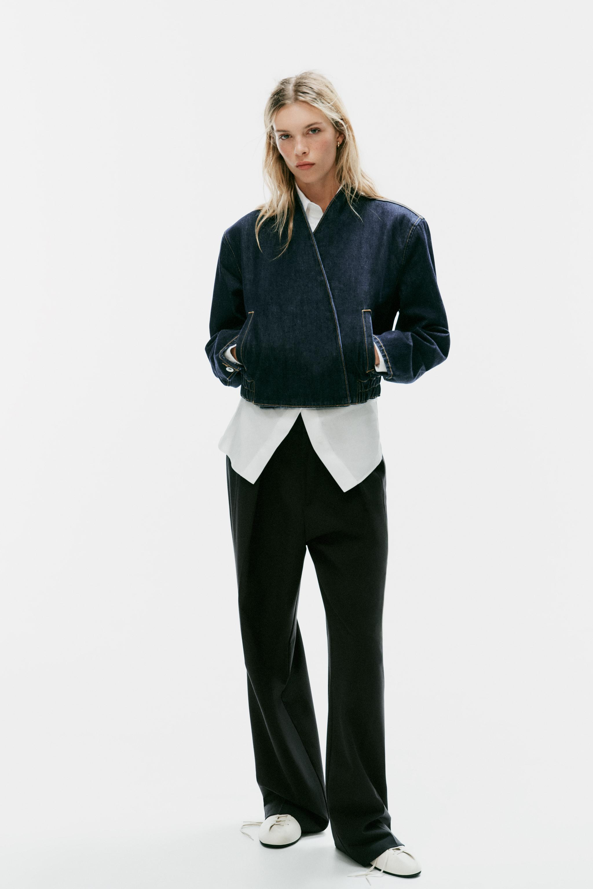 TRF DENIM CROSSOVER BOMBER JACKET | Zara US