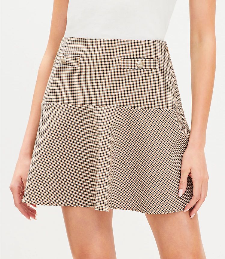 Plaid Button Flounce Mini Skirt | LOFT