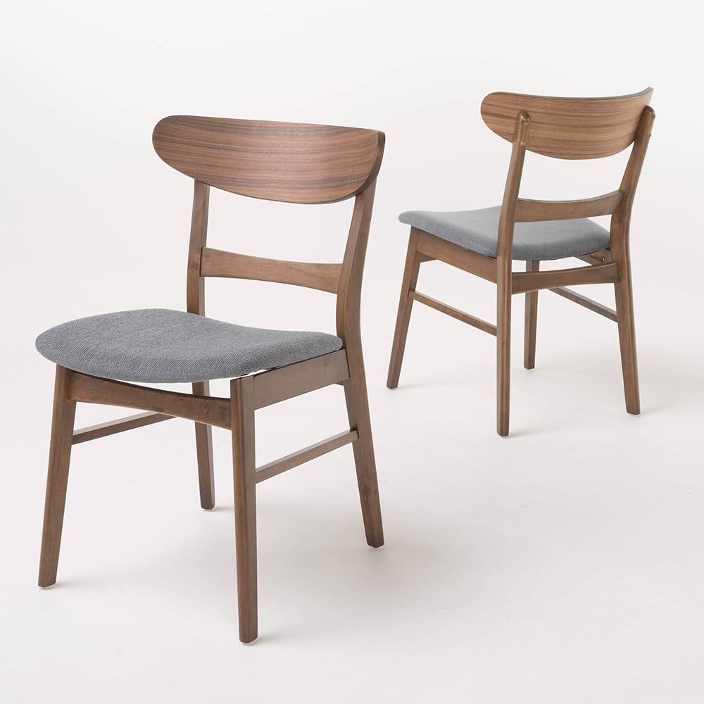 Christopher Knight Home Idalia Dining Chairs, 2-Pcs Set, Dark Grey / Walnut Finish | Amazon (US)