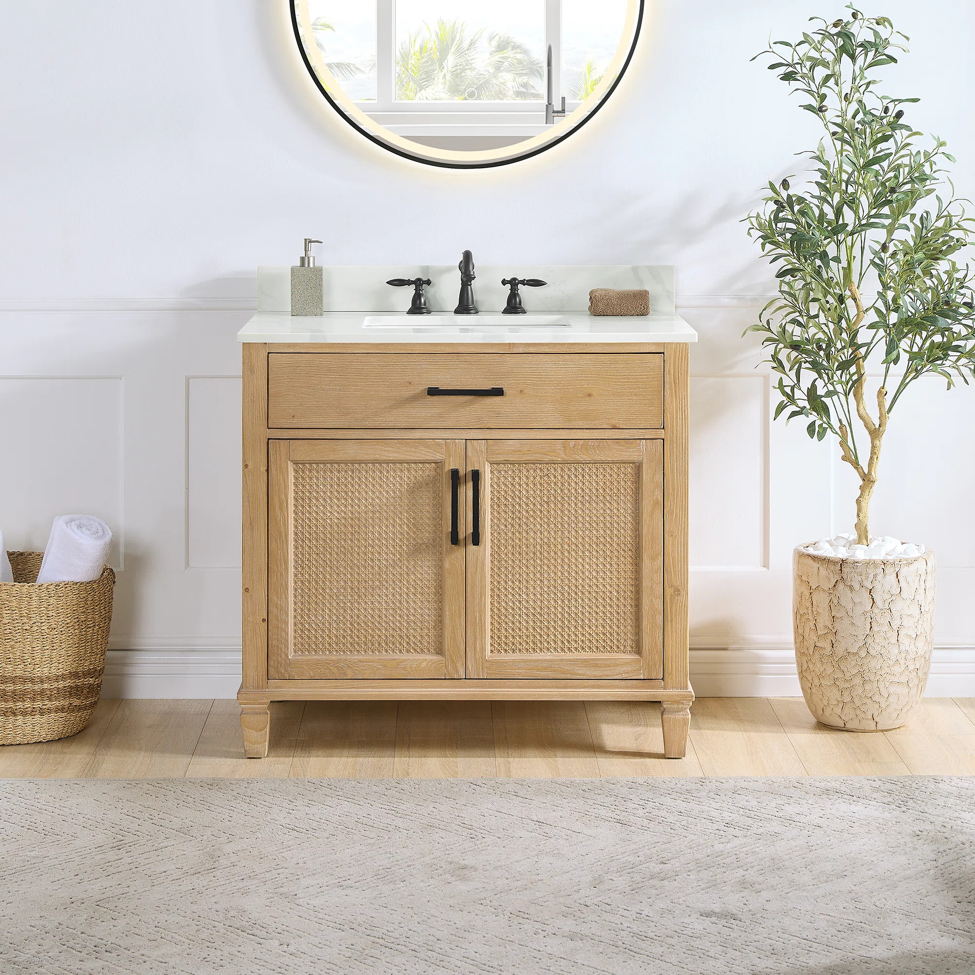 Bay Isle Home™ Aneres 36" Free Standing Single Bathroom Vanity with Quartz Top | Wayfair | Wayfair North America