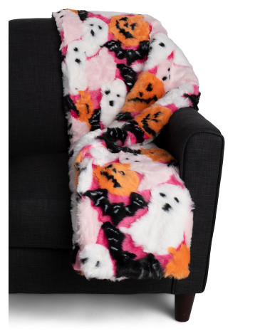 50x60 Faux Fur Negative Space Halloween Toss Throw | TJ Maxx