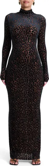 Naked Wardrobe Burnout Long Sleeve Maxi Dress | Nordstrom | Nordstrom