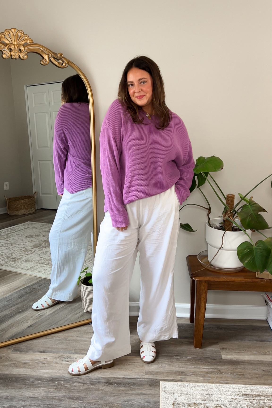 spring transition outfit with linen pants 💜 

#LTKstyletip #LTKSeasonal