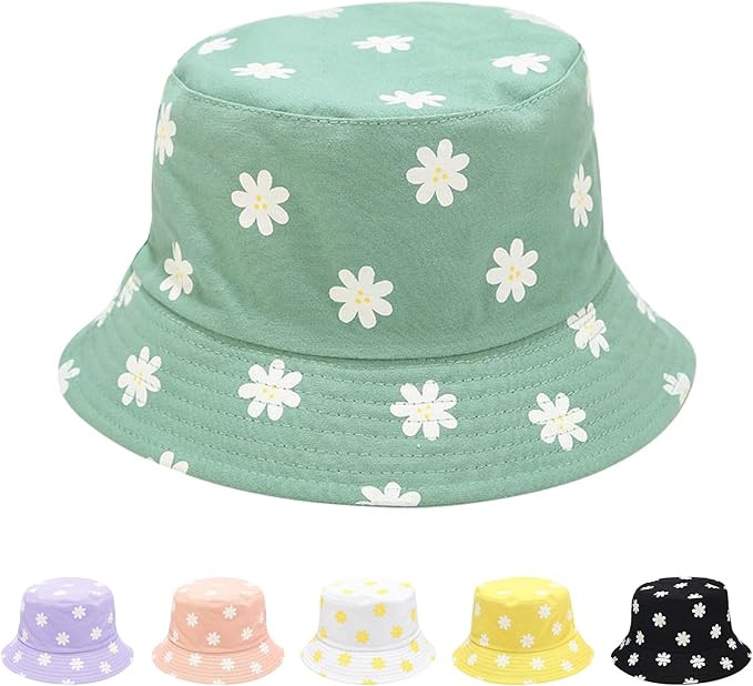 Kids Sun Hat Cute Flower Toddler Bucket Hat for Girls Boys Summer Sun Protection Cotton Beach Hat | Amazon (US)