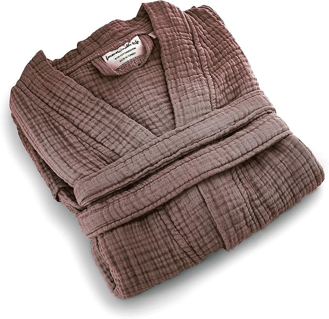 Muslin Unisex Bathrobe,Turkish 100%Cotton ,Soft, Absorbent, Natural Garment Wash | Amazon (US)