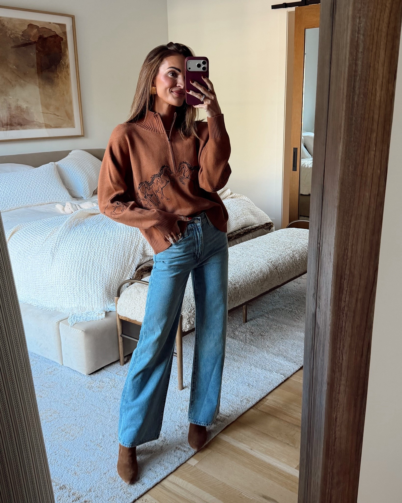 obsessed with this equestrian style zip up 🤎 such a cute sweater for fall! 🍂 use code LAUREN30 to get 30% off site wide at anthropologie 🫶🏼