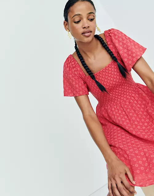 Eyelet Lucie Smocked Mini Dress | Madewell