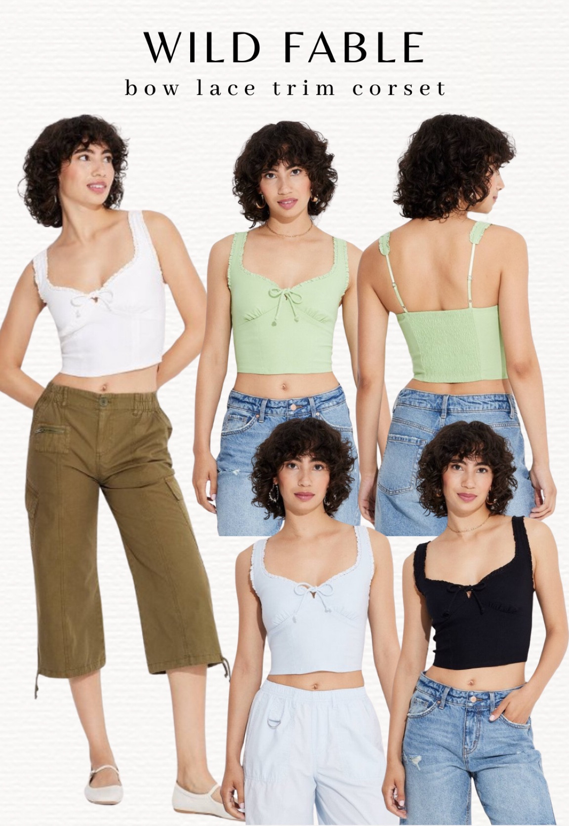 NEW! Wild Fable Bow Lace Trim Corest Tank Tops at Target 🎯 Front bow, lace trim, smocked back and adjustable straps! 4 colors - white, light blue, sage green, black! So cute for summer and that coquette style 🎀

#LTKStyleTip #LTKFindsUnder50 #LTKFindsUnder100