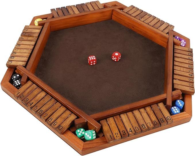 Juegoal Wooden Shut The Box Dice Game for 1-6 Players, Upgrade Tabletop Board Game with 12 Dice f... | Amazon (US)