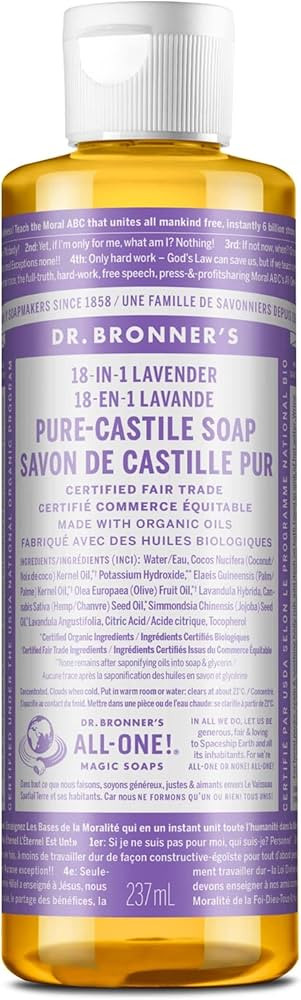 Dr. Bronner's - Pure-Castile Liquid Soap (Lavender, 8 ounce) - Made with Organic Oils, 18-in-1 Us... | Amazon (US)