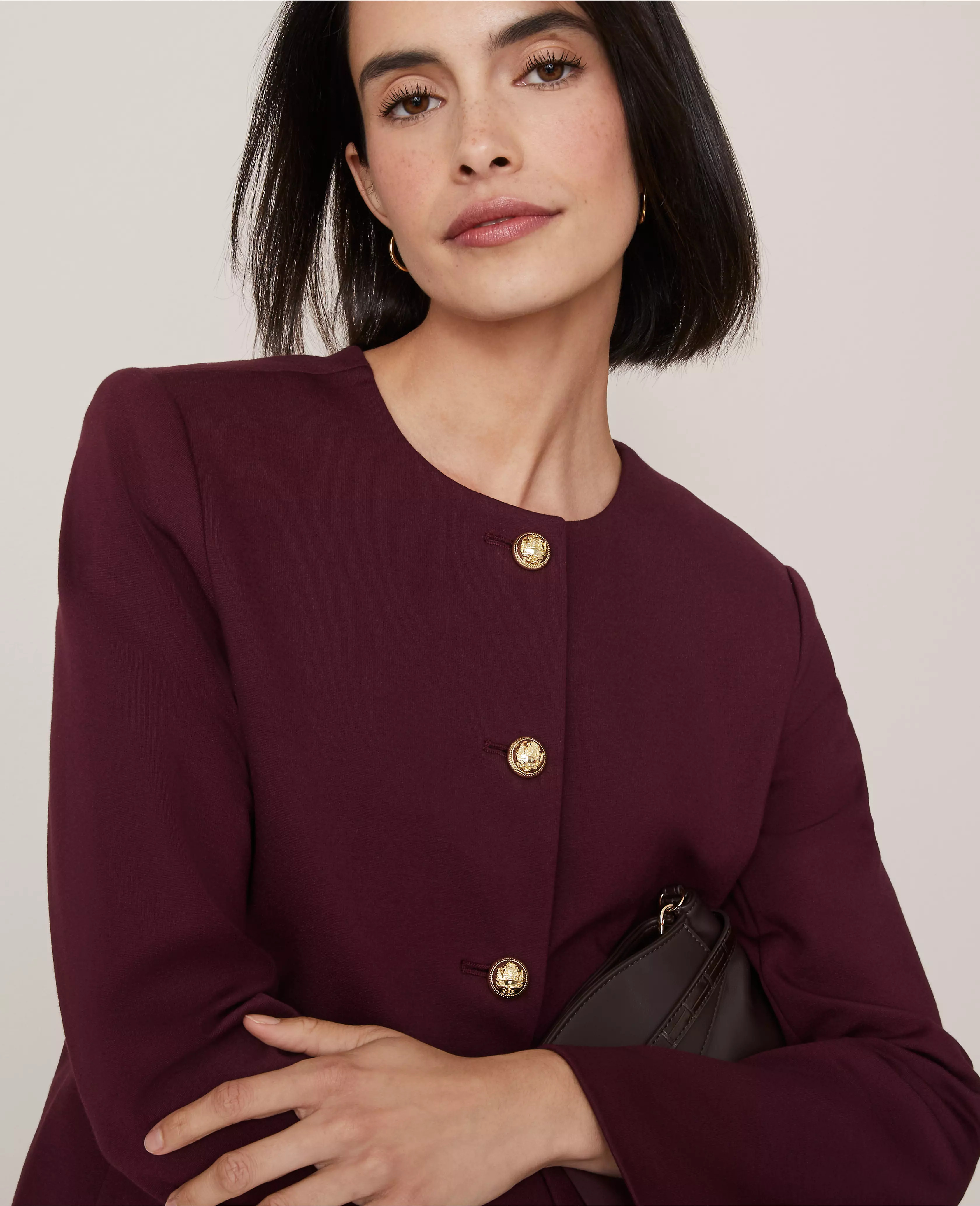 The Petite Crew Neck Jacket in Ponte | Ann Taylor