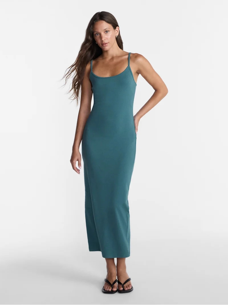 No Boundaries Ribbed Strappy Maxi Dress, Women's and Women's Plus XXS-4X | Walmart (US)