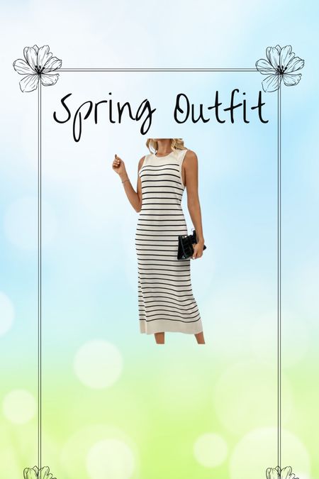 Spring outfit 
Maternity 
Striped dress 
Midi dress 
Walmart fashionn