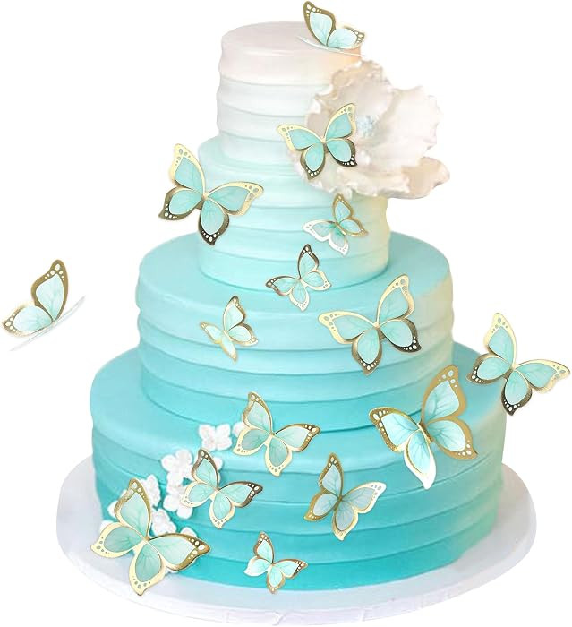 30Pcs Golden Green Butterfly Cake Topper 3D Waterproof Butterflies Cupcake Topper for Spring Fair... | Amazon (US)