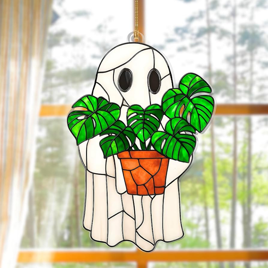 Ghost Suncatcher Halloween Decor – Cute Ghost Ornament, Fall Suncatcher for Windows, Bookish De... | Amazon (US)