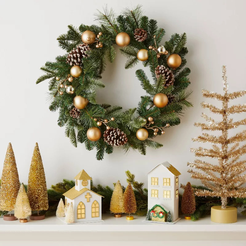 8" Battery Operated Decorative Paper House White/Gold - Wondershop™ | Target