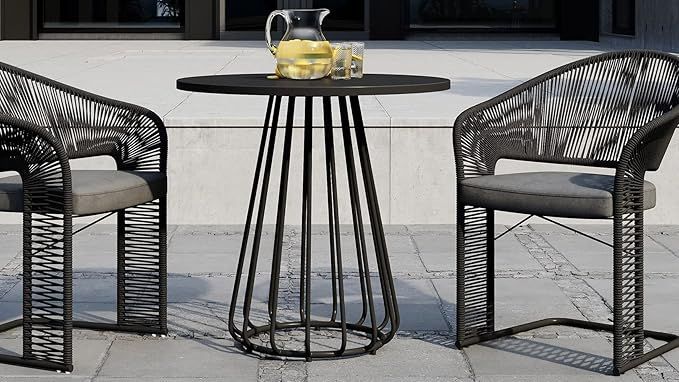 ZURI Modern Outdoor Patio Gale Stainless Steel Dining Table - Black | Amazon (US)