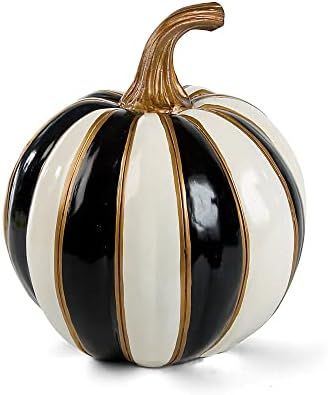 MacKenzie-Childs Black-and-White Stripe Small Decorative Pumpkin for Fall Decor, Autumn Decoratio... | Amazon (US)