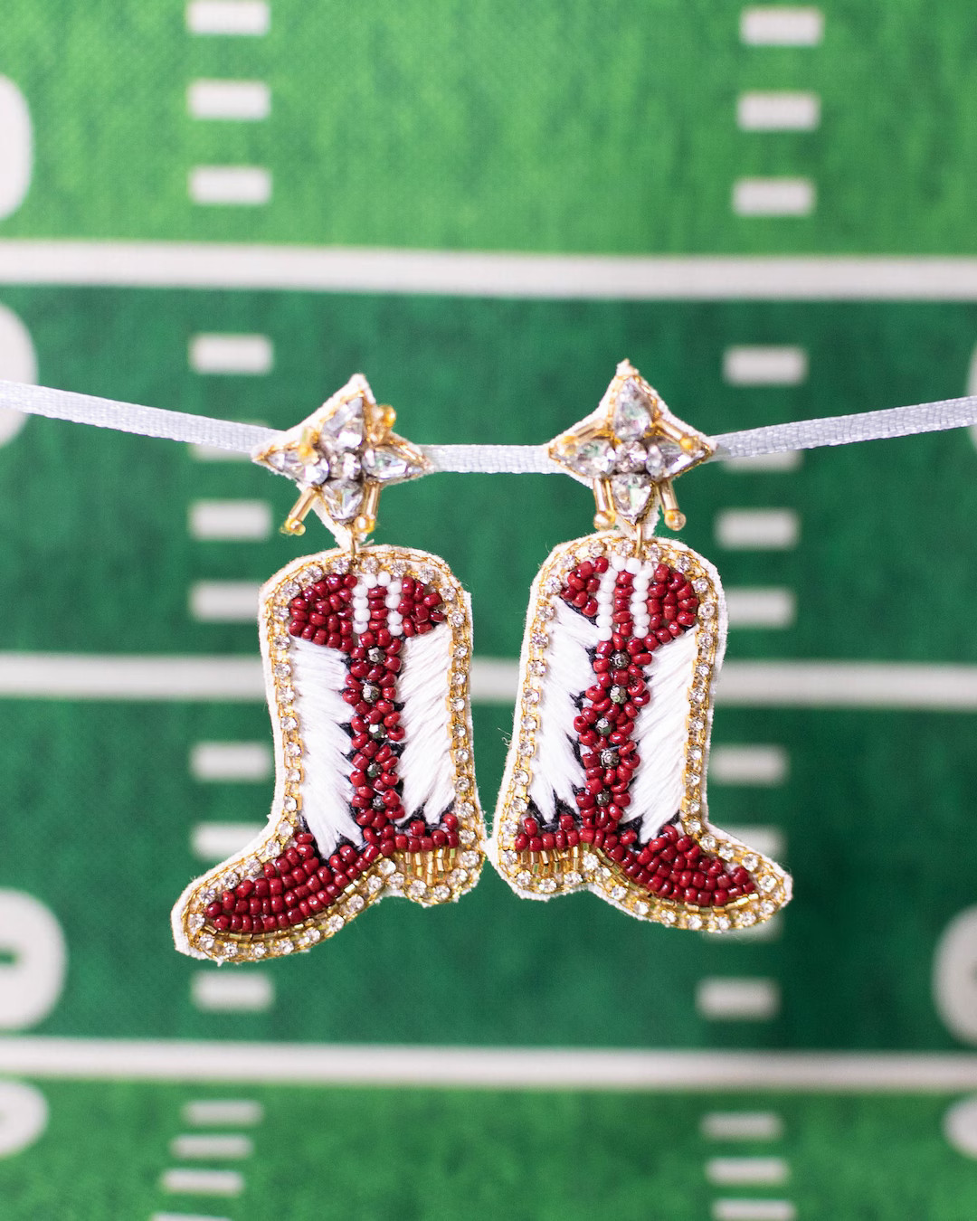 College Game Day Earrings, Cowgirl Boot Earrings, Rodeo, Football, Fashion Statement, Beaded, Tea... | Etsy (US)