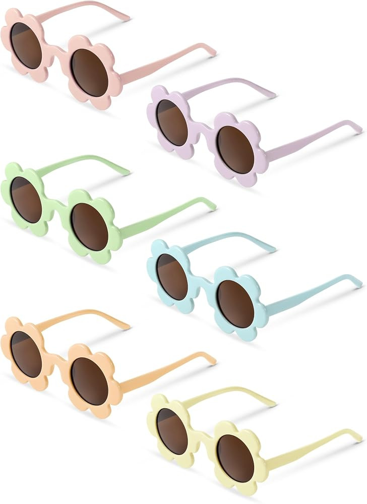 Kanayu 6 Pairs 5.71 Inch Adults Flower Sunglasses Summer Round Flower Glasses Colorful Eyewear fo... | Amazon (US)