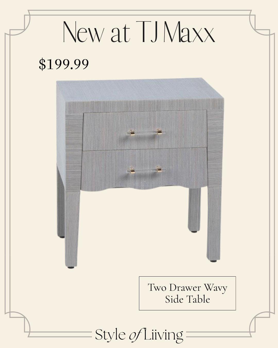 New at TJ Maxx! This two drawer wavy side table for only $200. #tjmaxx #marshalls #sidetable #nightstand #bedroomfurniture #accentfurniture 

 #LTKSeasonal #LTKHome #LTKSaleAlert
