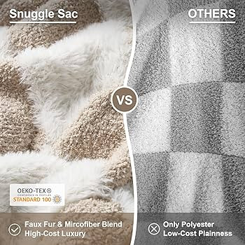 Snuggle Sac Checkered Throw Blanket Faux Fur Microfiber Blankets for Couch,Cozy Soft Warm Blanket... | Amazon (US)