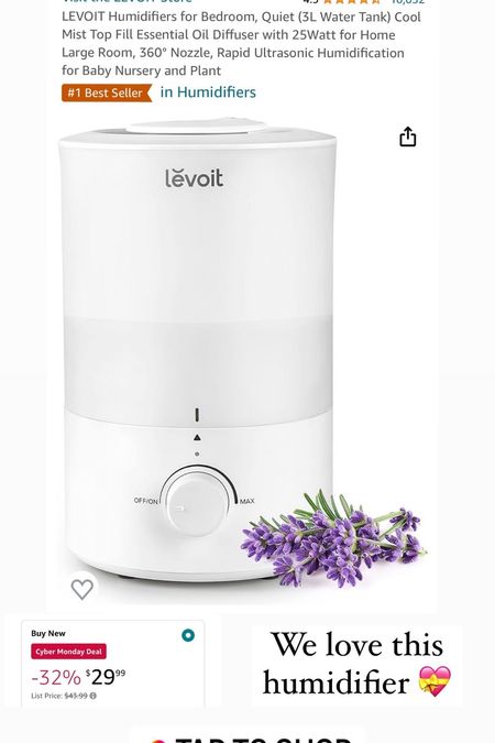 LEVOIT humidifier on sale for Black Friday! Under $30 and amazing! 

#LTKGiftGuide #LTKhome #LTKCyberWeek