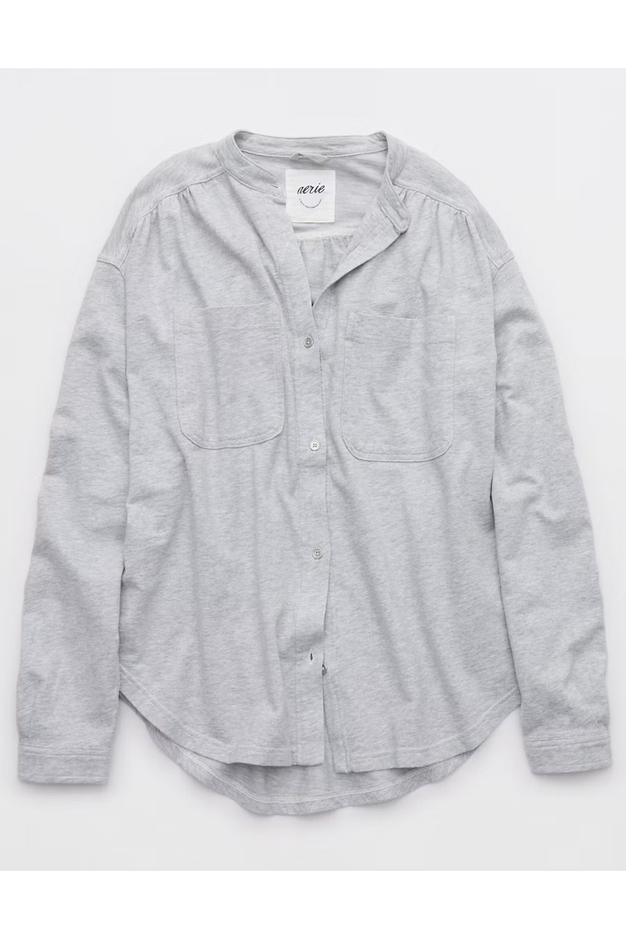 Aerie Roll With It Lightweight Fleece Shirt Women's Medium Heather Gray XL | American Eagle Outfitters (US & CA)
