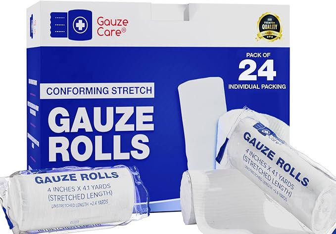 Gauze Rolls Pack of 24 – Premium Quality Lint and Latex-Free 4 inches x 4.1 Yards Conforming St... | Amazon (US)