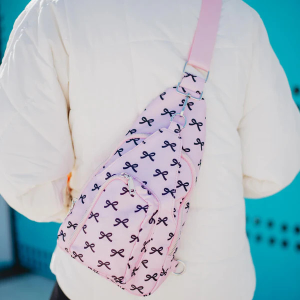 Black & Pink Mini Coquette Bows Sling Bag | Katydid.com