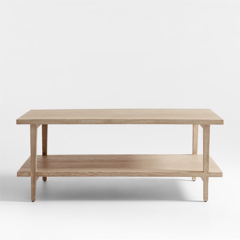 Clairemont Natural Oak Wood Rectangular Coffee Table with Shelf + Reviews | Crate & Barrel | Crate & Barrel